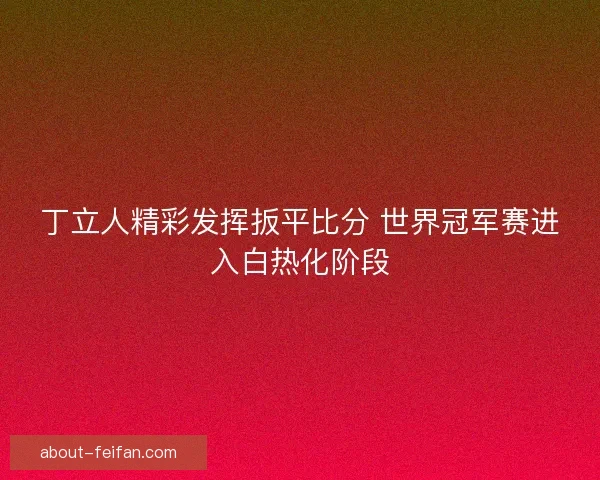 丁立人精彩发挥扳平比分 世界冠军赛进入白热化阶段