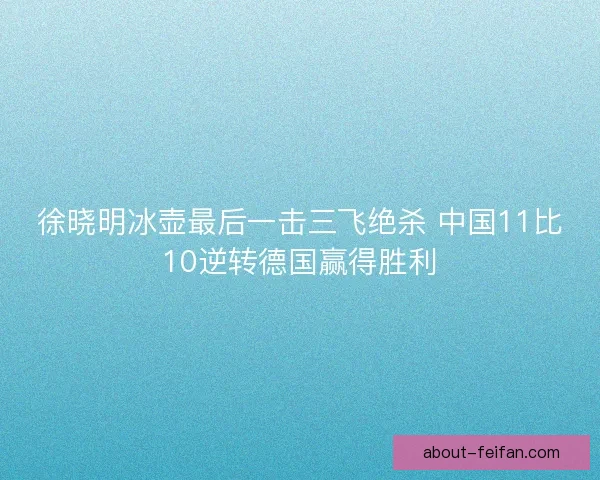 徐晓明冰壶最后一击三飞绝杀 中国11比10逆转德国赢得胜利