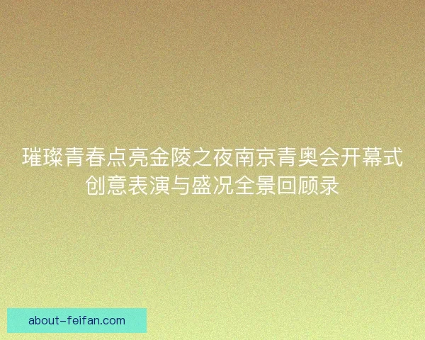 璀璨青春点亮金陵之夜南京青奥会开幕式创意表演与盛况全景回顾录