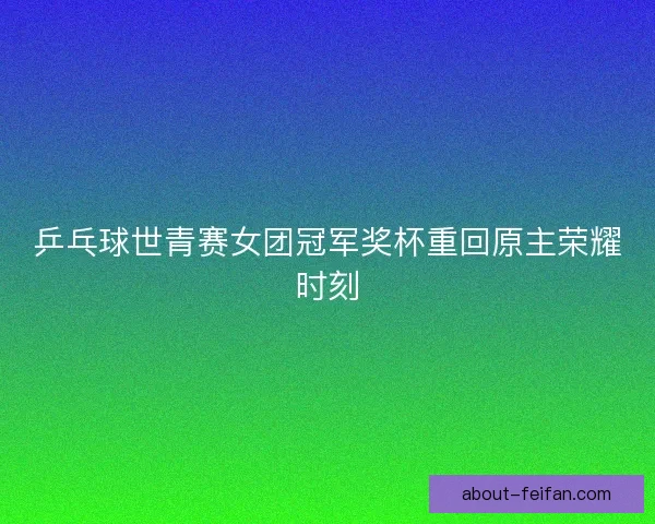 乒乓球世青赛女团冠军奖杯重回原主荣耀时刻